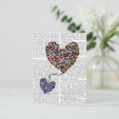 Twee vlinderharten briefkaart (Staand voorkant)