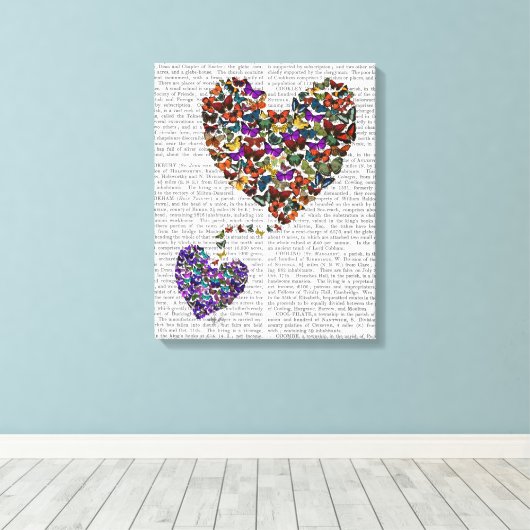 Twee vlinderharten canvas afdruk (Insitu (Houten vloer))