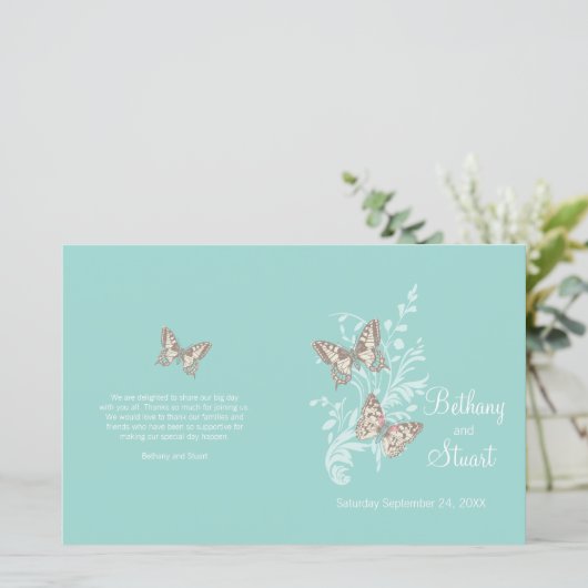 Twee vlinders aqua blauwgroen programma voor grafi (Staand voorkant)