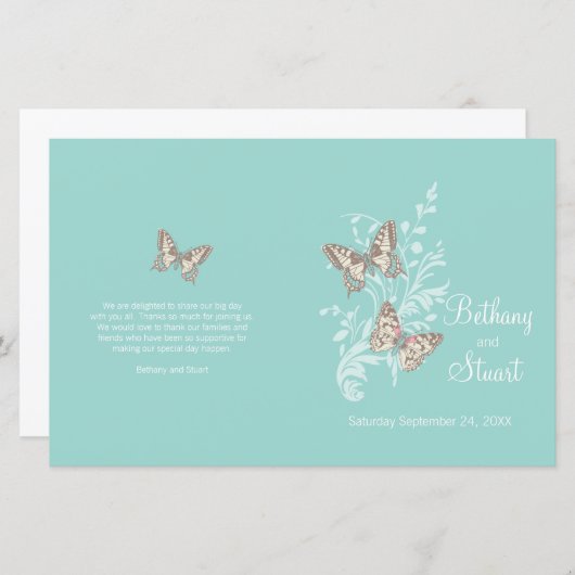 Twee vlinders aqua blauwgroen programma voor grafi (Voorkant / Achterkant)