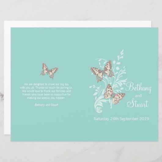 Twee vlinders aqua blauwgroen programma voor grafi (Voorkant / Achterkant)