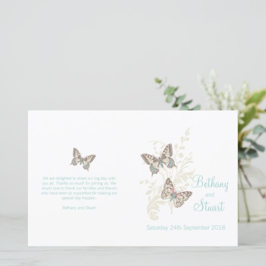 Twee vlinders blauwgroen grafisch programma voor b (Staand voorkant)