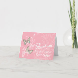 Twee vlinders bruiloft bloemenmeisje dankkaart bedankkaart
