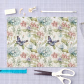 Twee vlinders op bloemenpatroon Decoupage Tissuepapier (Craft)