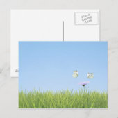 Twee vlinders over de bloem briefkaart (Voorkant / Achterkant)