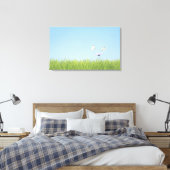 Twee vlinders over de bloem canvas afdruk (Insitu (Slaapkamer))