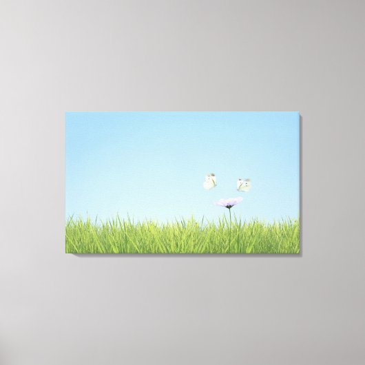 Twee vlinders over de bloem canvas afdruk (Voorkant)