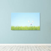 Twee vlinders over de bloem canvas afdruk (Insitu (Houten vloer))