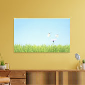 Twee vlinders over de bloem canvas afdruk (Insitu (Woonkamer))