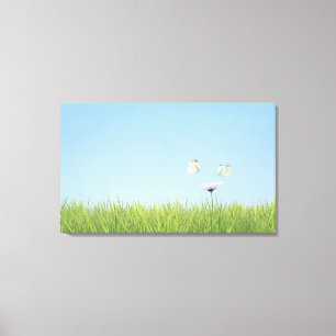 Twee vlinders over de bloem canvas afdruk