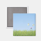 Twee vlinders over de bloem magneet (Voorkant / Achterkant)