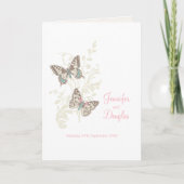 Twee vlinders roze witte bruiloft programma's (Voorkant)