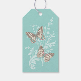 Twee vlinders tekenen aqua blauwgroen bruiloft cad cadeaulabel