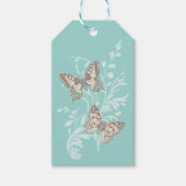 Twee vlinders tekenen aqua blauwgroen bruiloft cad cadeaulabel (Voorkant)