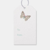 Twee vlinders tekenen aqua dank je label cadeaulabel (Achterkant)