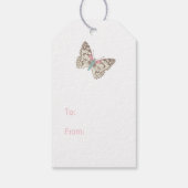 Twee vlinders tekening roze dank u cadeau label cadeaulabel (Achterkant)