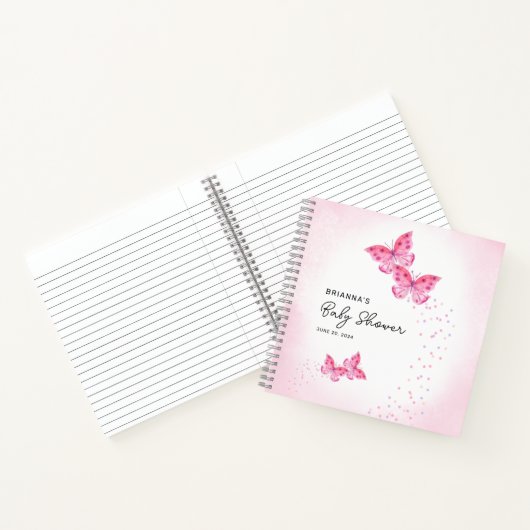 Twee Vlinders Tweeling Meisjes Baby shower Gastenb Notitieboek (Binnen)