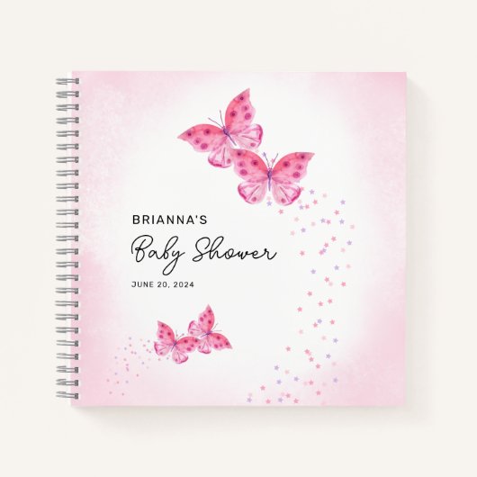 Twee Vlinders Tweeling Meisjes Baby shower Gastenb Notitieboek (Voorkant)