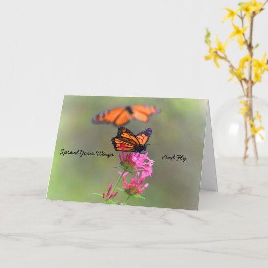 Twee Vlinders van de Monarch Kaart (Gele Bloem)