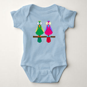 Twee vogelpapegaaien Baby Bodysuit