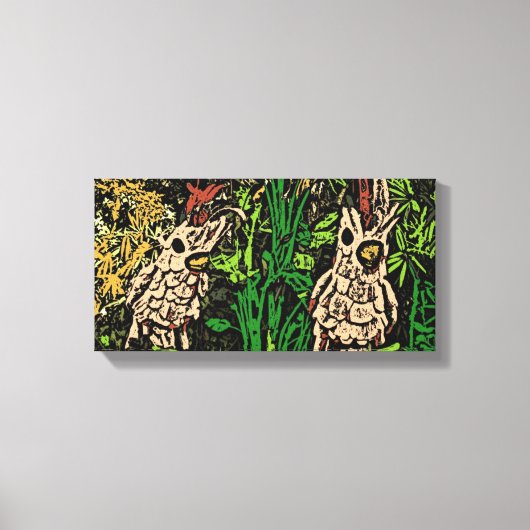 Twee vogels artistieke canvas print (Voorkant)