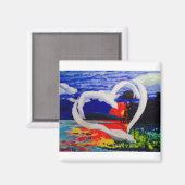 Twee vogels concept magneet (Voorkant / Achterkant)