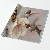 Twee vogels en Butterfly Shabby Chic Decoupage Cadeaupapier (Uitgerold)