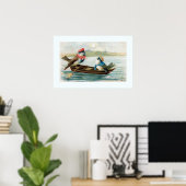 Twee vogels in een boot poster (Thuiskantoor)