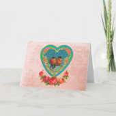 Twee vogels in een hart-valentijnskaart kaart (Voorkant)