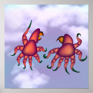 Twee vogels in een levendige discussie. poster