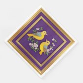 Twee Vogels in  Goud Lijst Servet (Hoek)