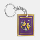 Twee Vogels in Goud Lijst Sleutelhanger (Voorkant Links)