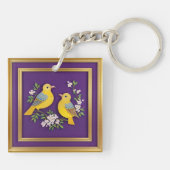 Twee Vogels in Goud Lijst Sleutelhanger (Achterkant)