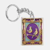 Twee Vogels in Goud Lijst Sleutelhanger (Voorkant Links)