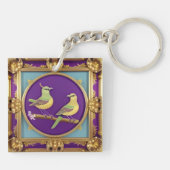Twee Vogels in Goud Lijst Sleutelhanger (Achterkant)
