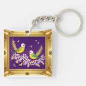 Twee Vogels in  Goud Lijst Sleutelhanger (Achterkant)