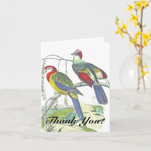 Twee vogels op een bijkantoor "Dank je!" Kaart (Gele Bloem)