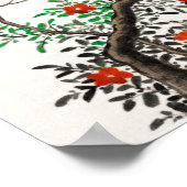 Twee vogels op een bloeiende tak poster (Hoek)