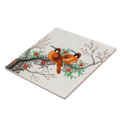 Twee vogels op een bloeiende tak tegeltje (Zijkant)