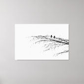 Twee vogels op een boom canvas afdruk (Voorkant)