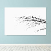 Twee vogels op een boom canvas afdruk (Insitu (Houten vloer))