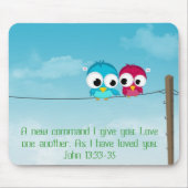 Twee vogels op een draad muismat (Voorkant)