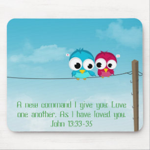 Twee vogels op een draad muismat