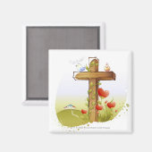 Twee vogels op een kruis magneet (Voorkant / Achterkant)