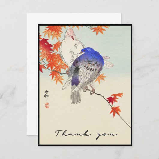 Twee vogels op een kunst van de Tak Bedankkaart (Voorkant / Achterkant)