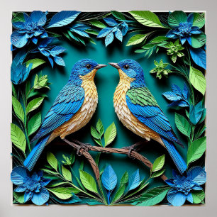 Twee Vogels Papier Kunst Wand Decoratie Cadeau