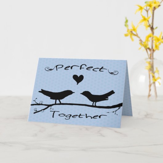 Twee vogels perfect samen verlovingskaart kaart (Gele Bloem)