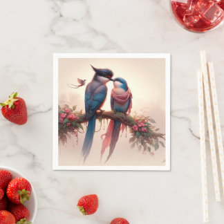 Twee vogels plat bedankje servet