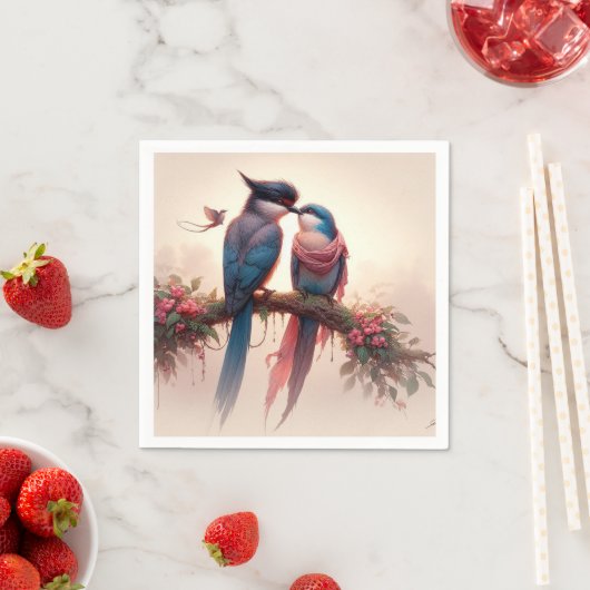 Twee vogels plat bedankje servet (Insitu)