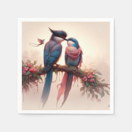 Twee vogels plat bedankje servet